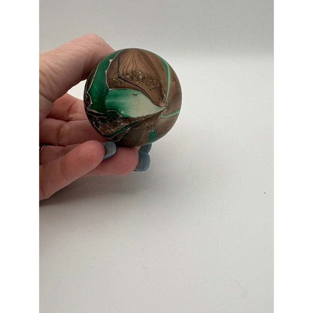 Handcrafted Swirl Ceramic Bud Vase Teal Brown Small Decorative Accent